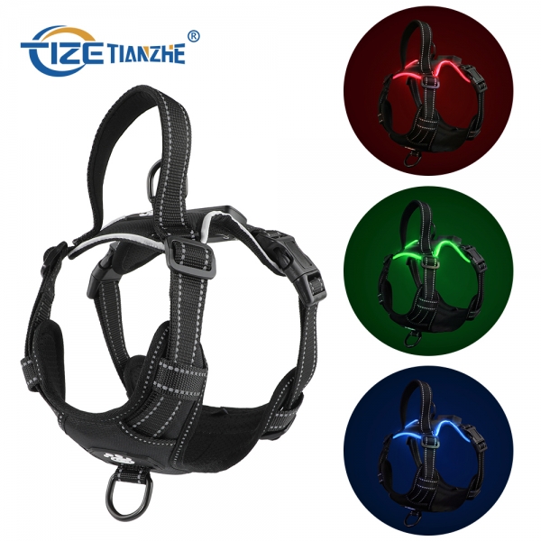 LED Lighted Reflective Dog Harness USB Rechargeable Waterproof Dog Harness TC3005B