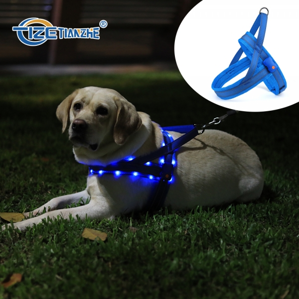 LED Breathable Dog Harness with Reflective Design and Easy Control Handle TZ-TC3008