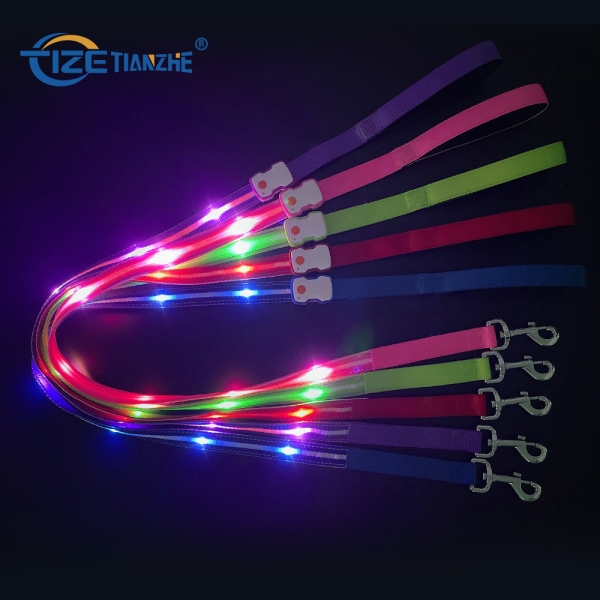 USB Rechargeable LED Glowing Pet Leash for Night Safety TZ-6232